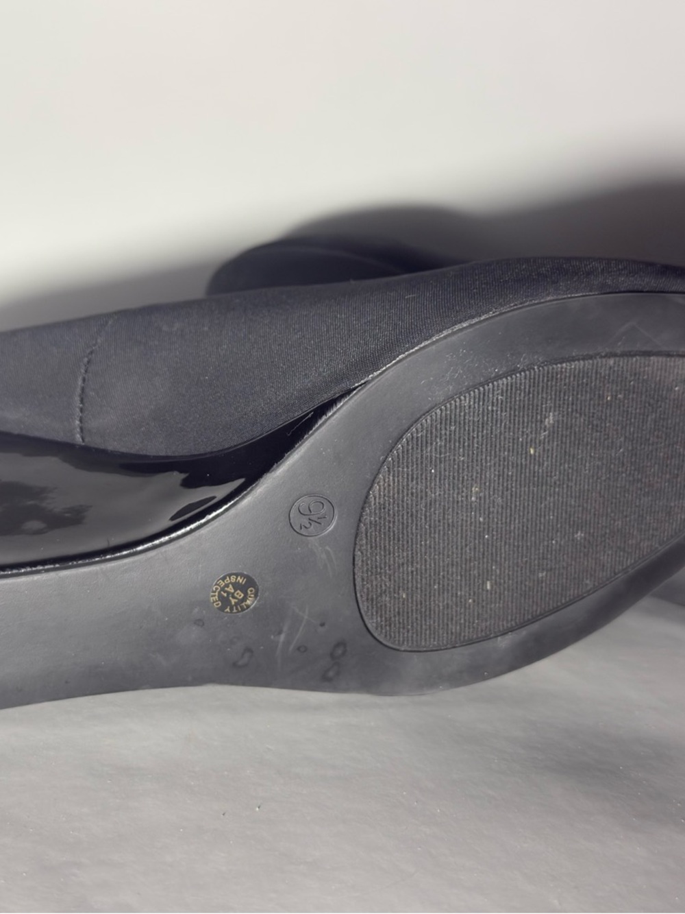 East 5th Black Satin Wedge Heels Round Toe Pumps Size 9.5M - Picture 5 of 10